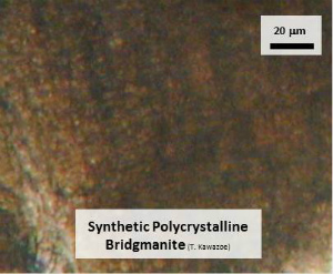 Polycrystalline bridgmanite synthesized in a Kawai-type multianvil apparatus